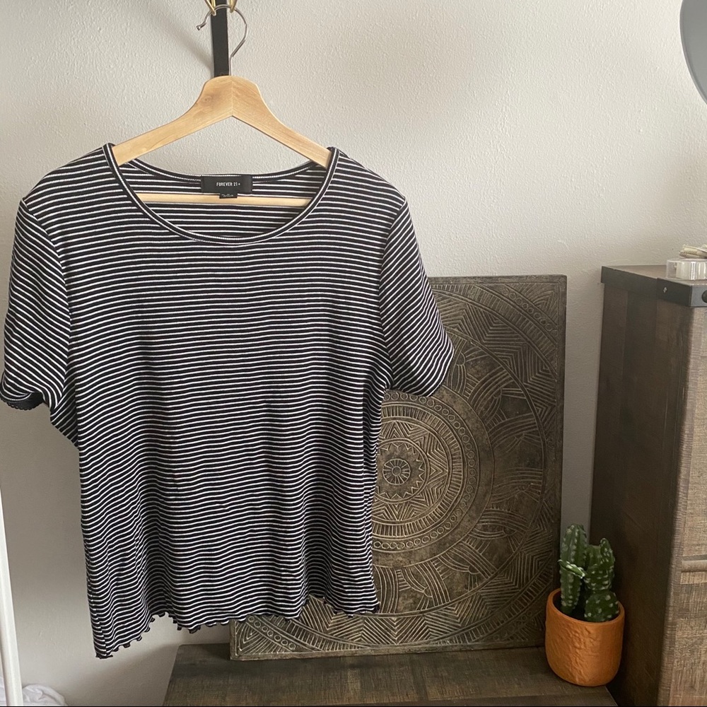 Lettuce Edge Striped Top